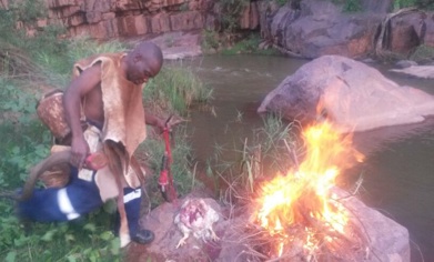 Khokhovula dancing to the sounds of the ancestor spirits